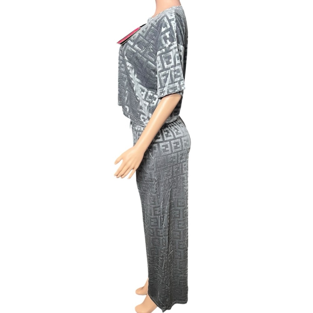 Gray Monogram Lounge Set - Picture 2 of 3